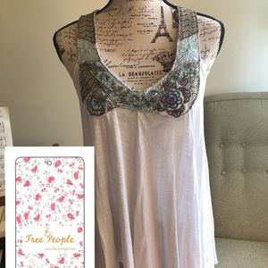 Free People turquoise embroidered top